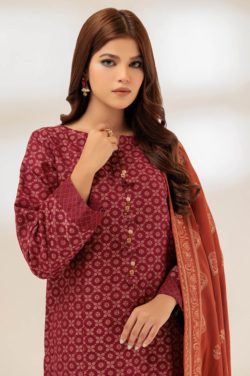 MAROON-JACQUARD-3 PIECE (SBN233P18) - Image 2