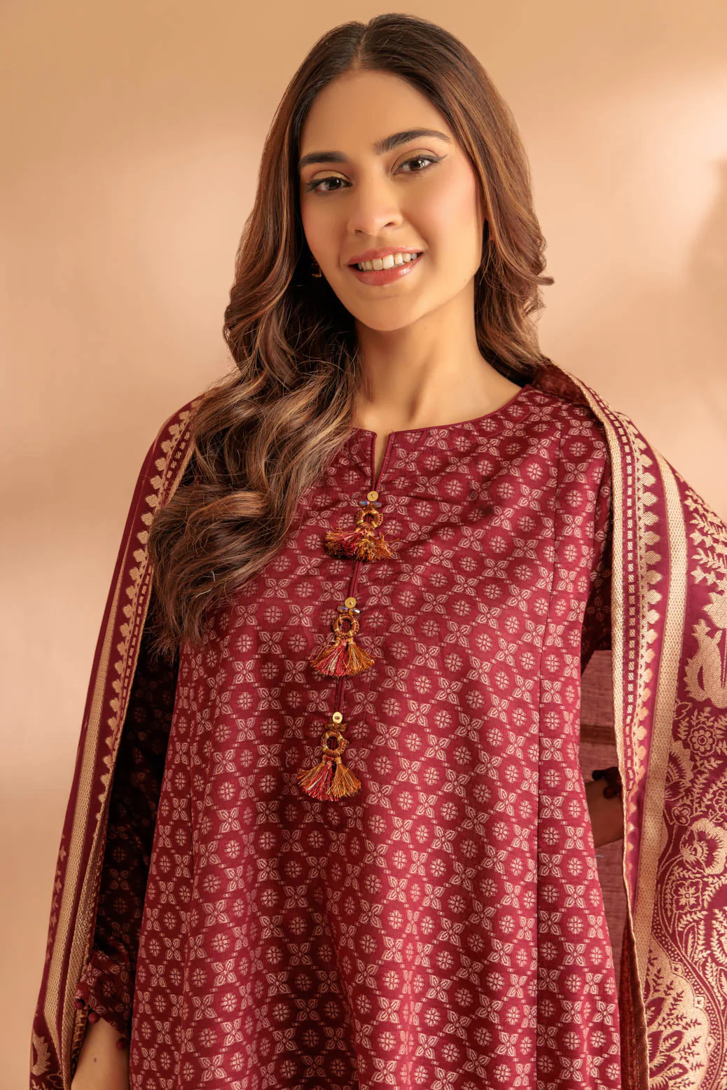 MAROON-JACQUARD-3 PIECE (SJ1243P11) - Image 4