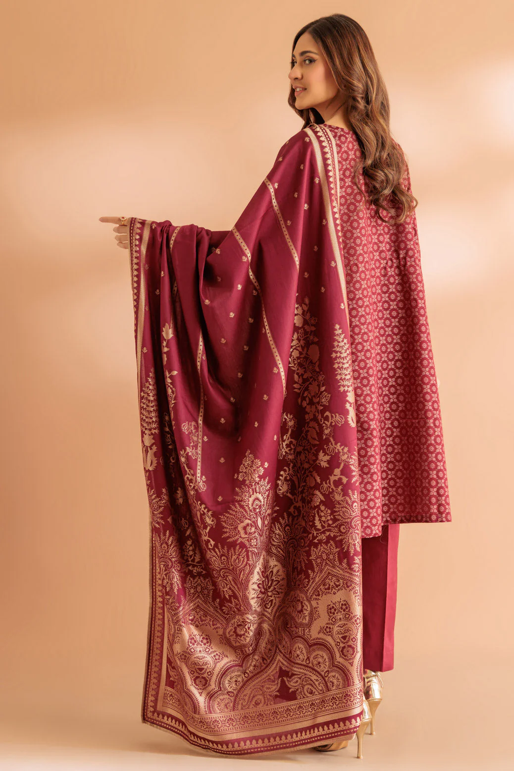 MAROON-JACQUARD-3 PIECE (SJ1243P11) - Image 5