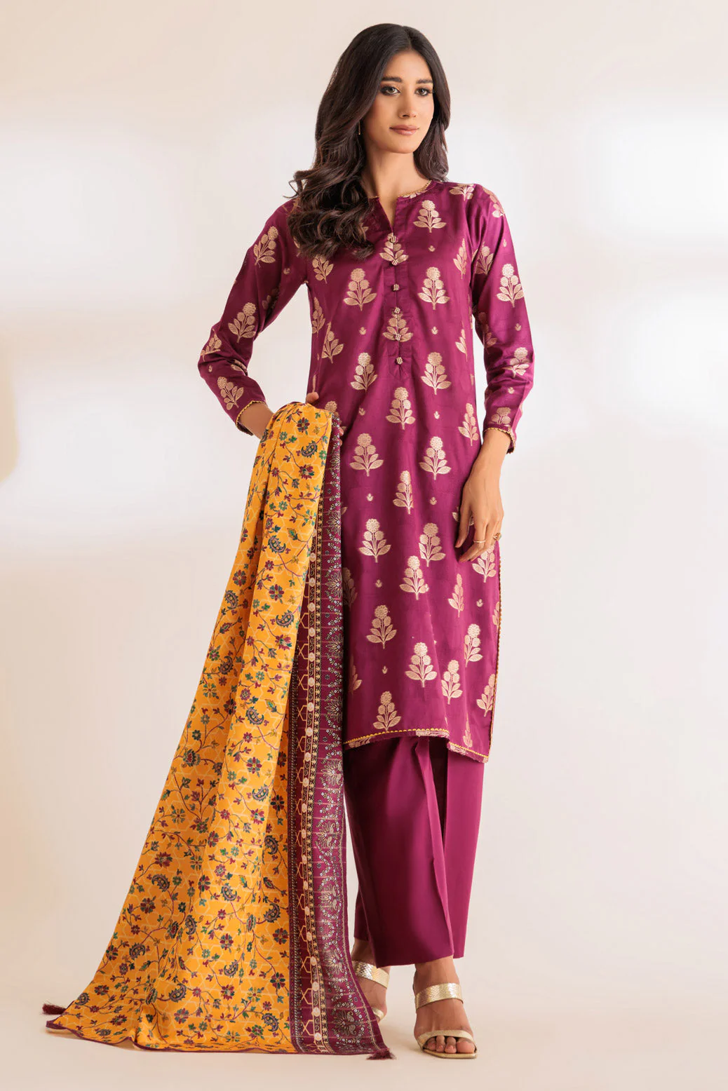 MAROON-JACQUARD-3 PIECE (SS2243P26) - Image 3