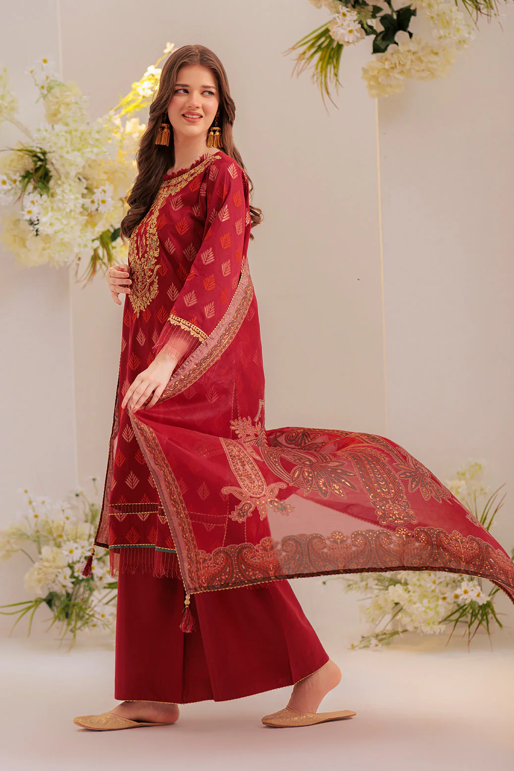 MAROON-JACQUARD-3 PIECE (SS5243P13) - Image 2