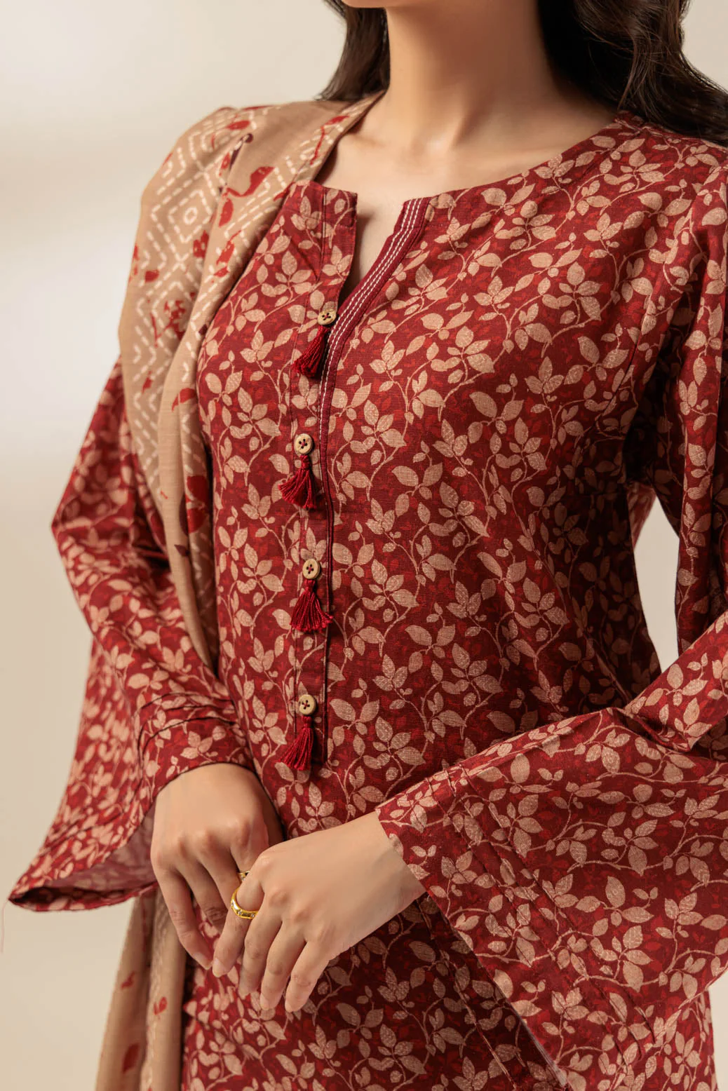 MAROON-KHADDAR-3 PIECE (WS2243P01) - Image 2