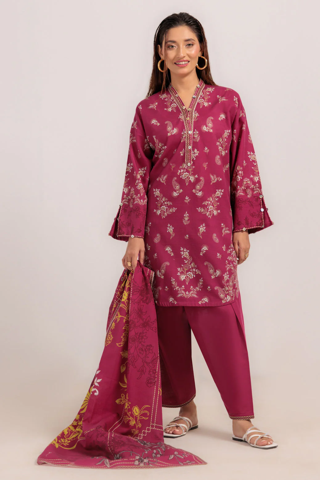 MAROON-KHADDAR-3 PIECE (WS6243P44) - Image 2