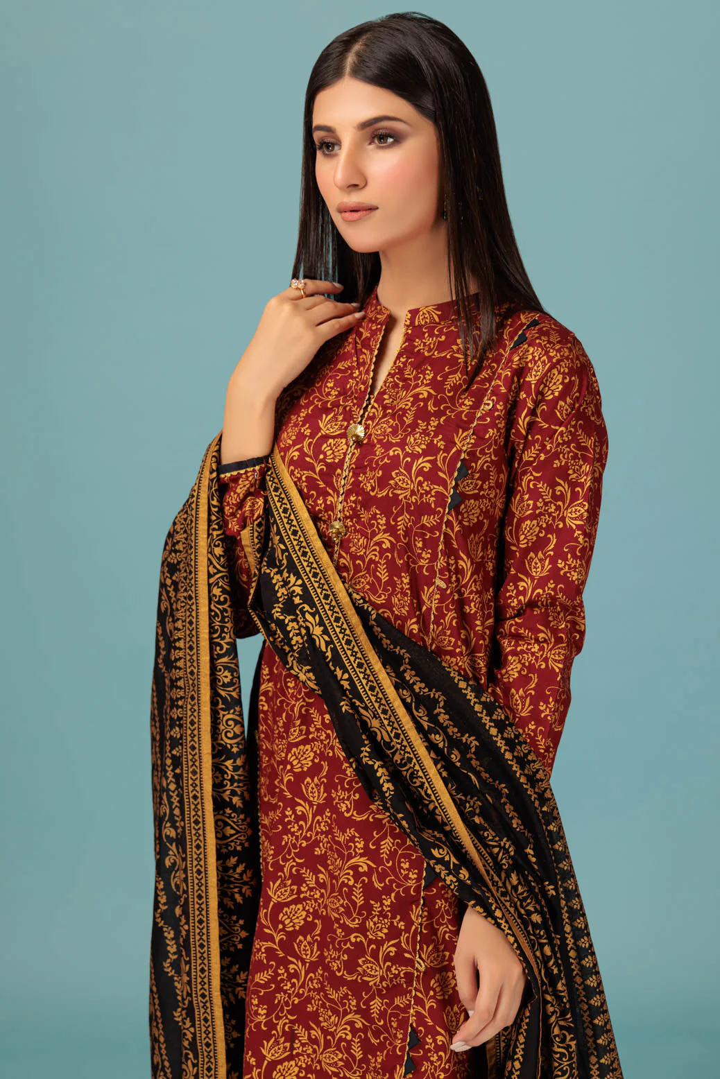 MAROON-LAWN-3 PIECE (SSS233P107) - Image 2