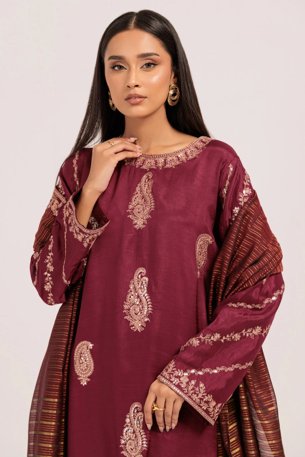 MAROON-SILK-3 PIECE (BS5243P18) - Image 4