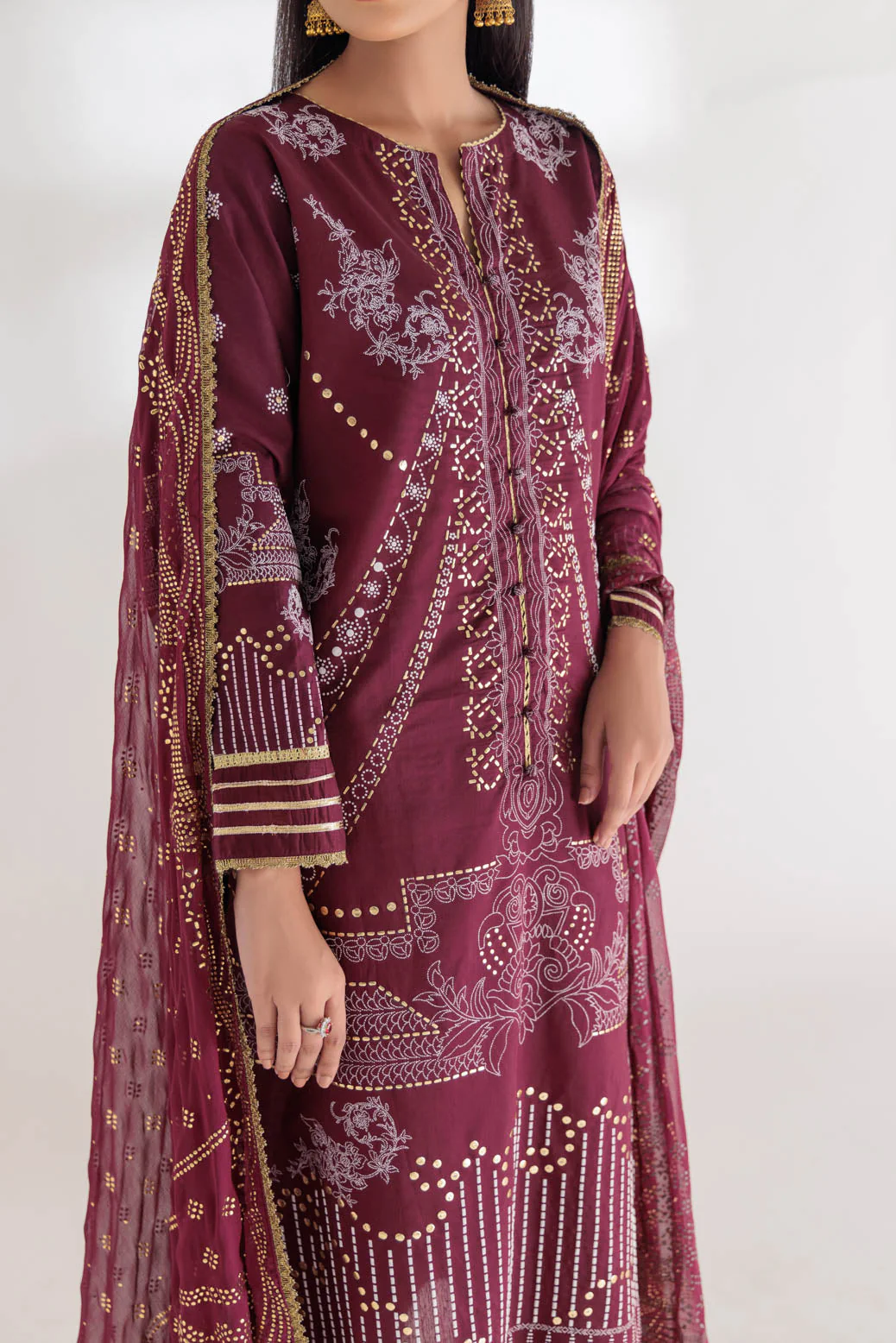 MAROON-VISCOSE-3 PIECE (BSHS233P06) - Image 2