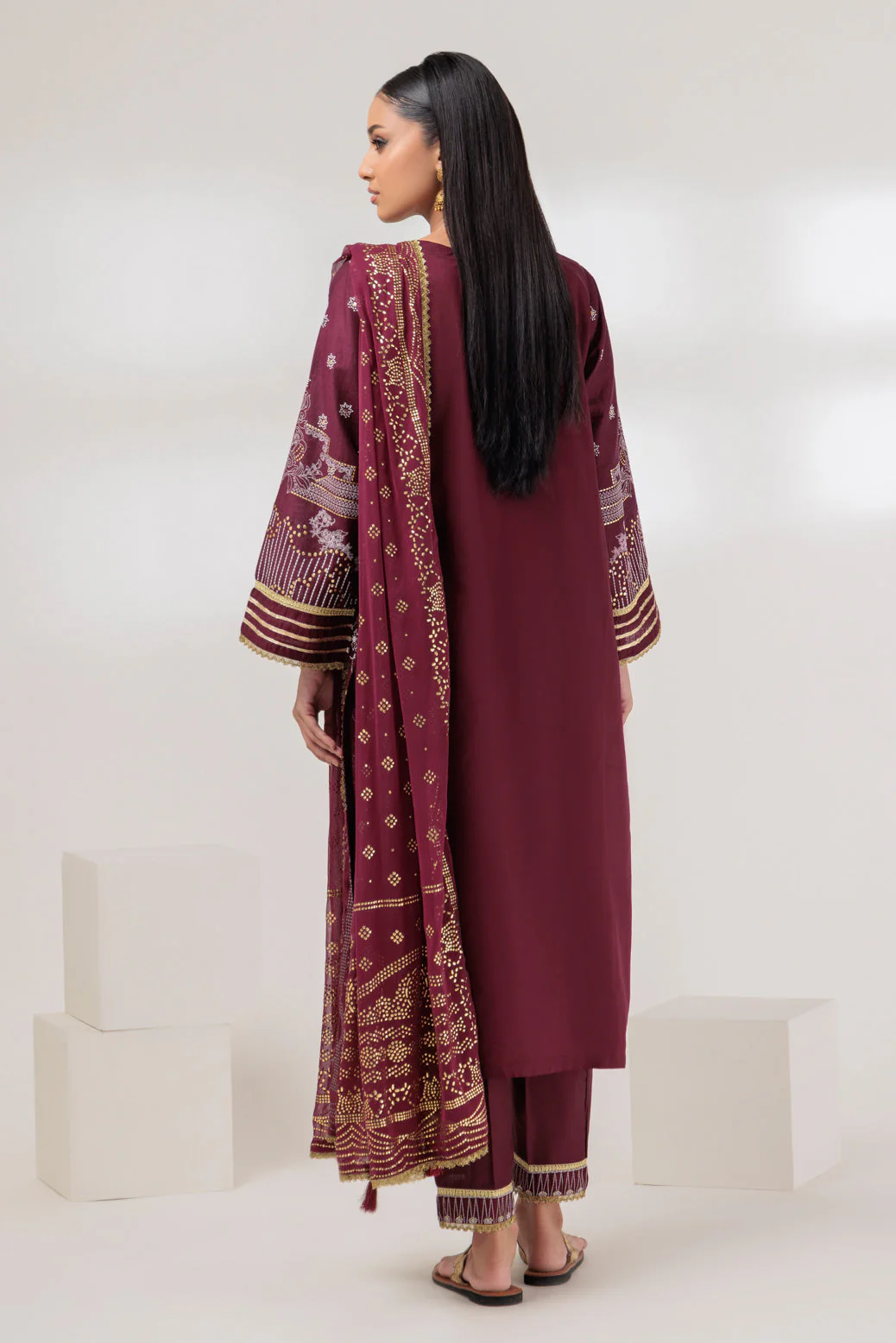 MAROON-VISCOSE-3 PIECE (BSHS233P06) - Image 4