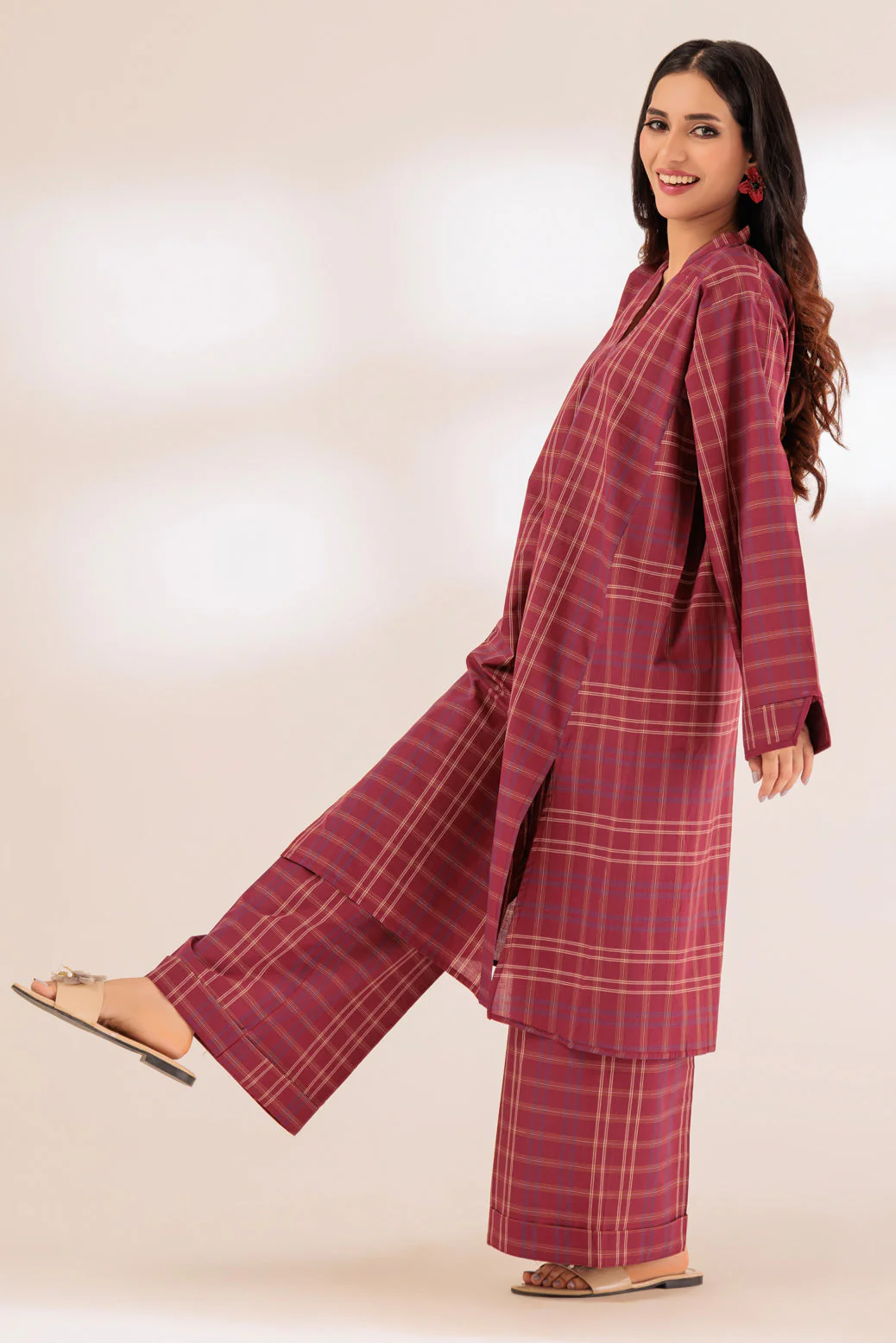 MAROON-YARN DYED-2 PIECE (BSSS232P16) - Image 2