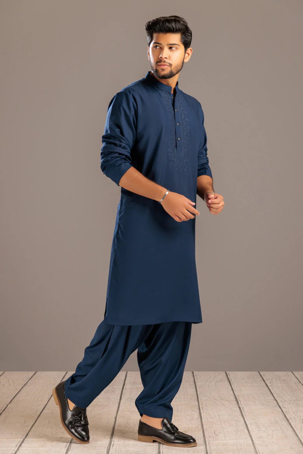 MN-BLUE-BLENDED-KURTA SHALWAR- (KSRS23-084) - Image 4