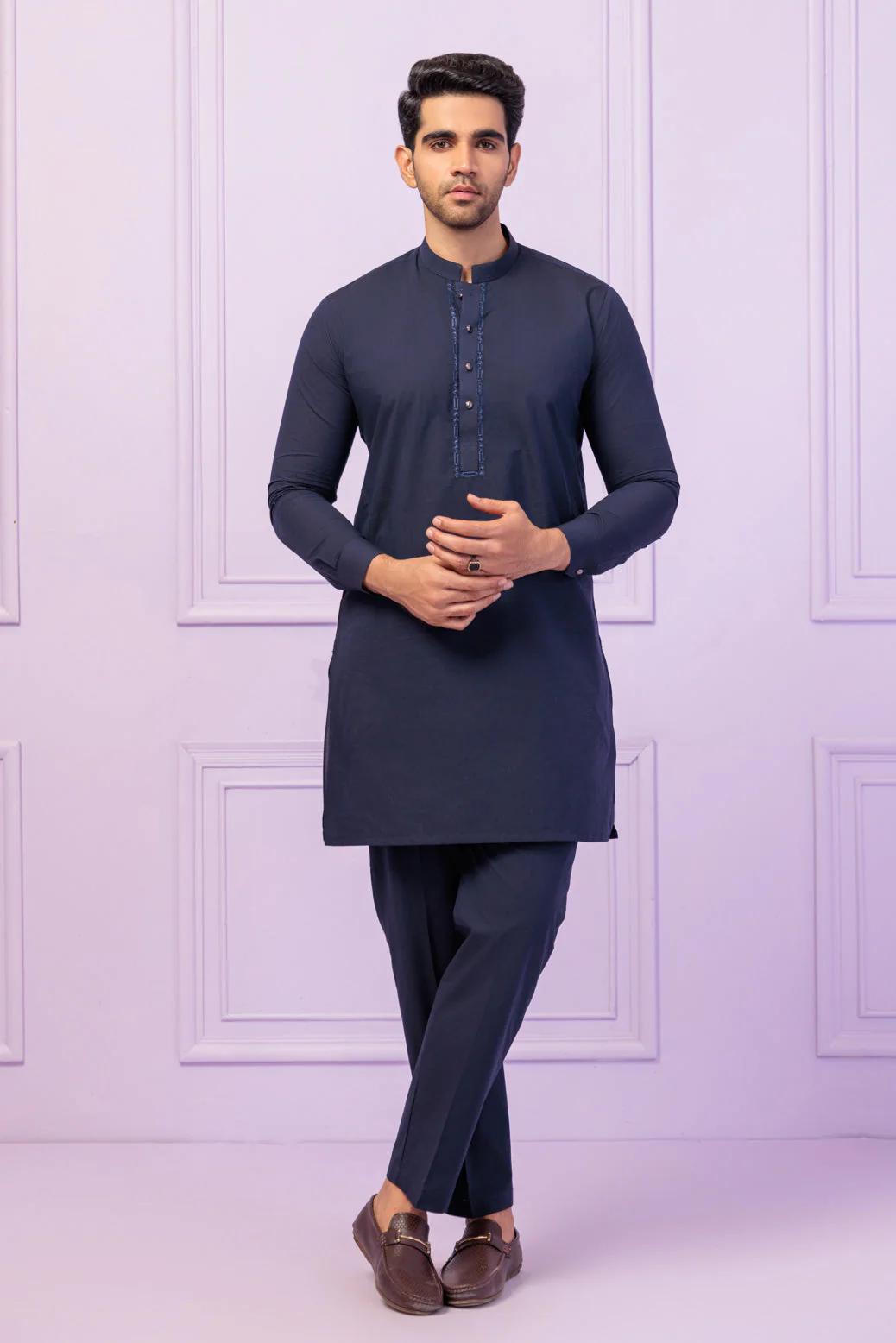 MN-BLUE-BLENDED-KURTA TROUSER - (KSS24-015) - Image 2