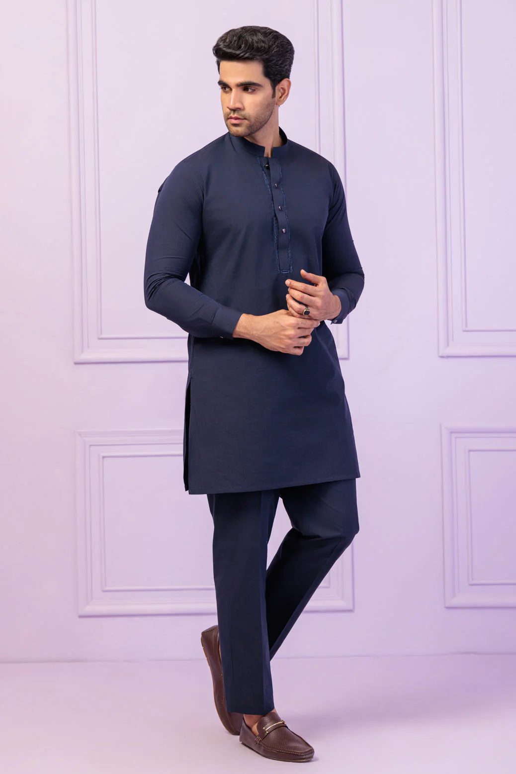 MN-BLUE-BLENDED-KURTA TROUSER - (KSS24-015) - Image 3