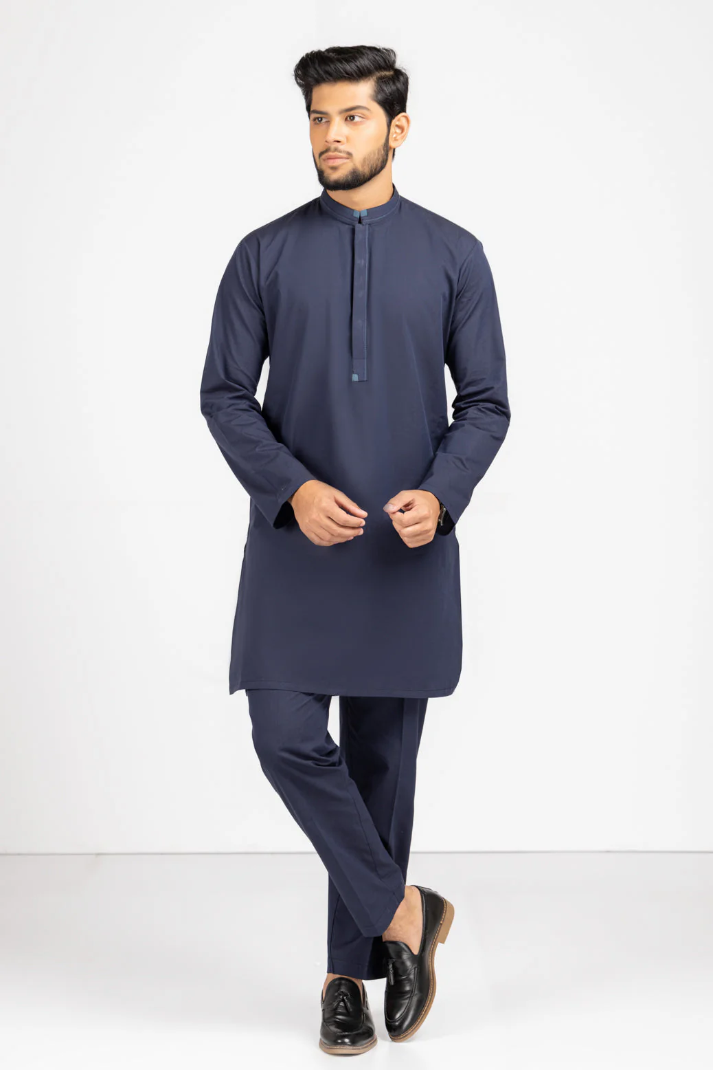 MN-BLUE-COTTON-KURTA PAJAMA TROUSER (KSS23-004) - Image 3