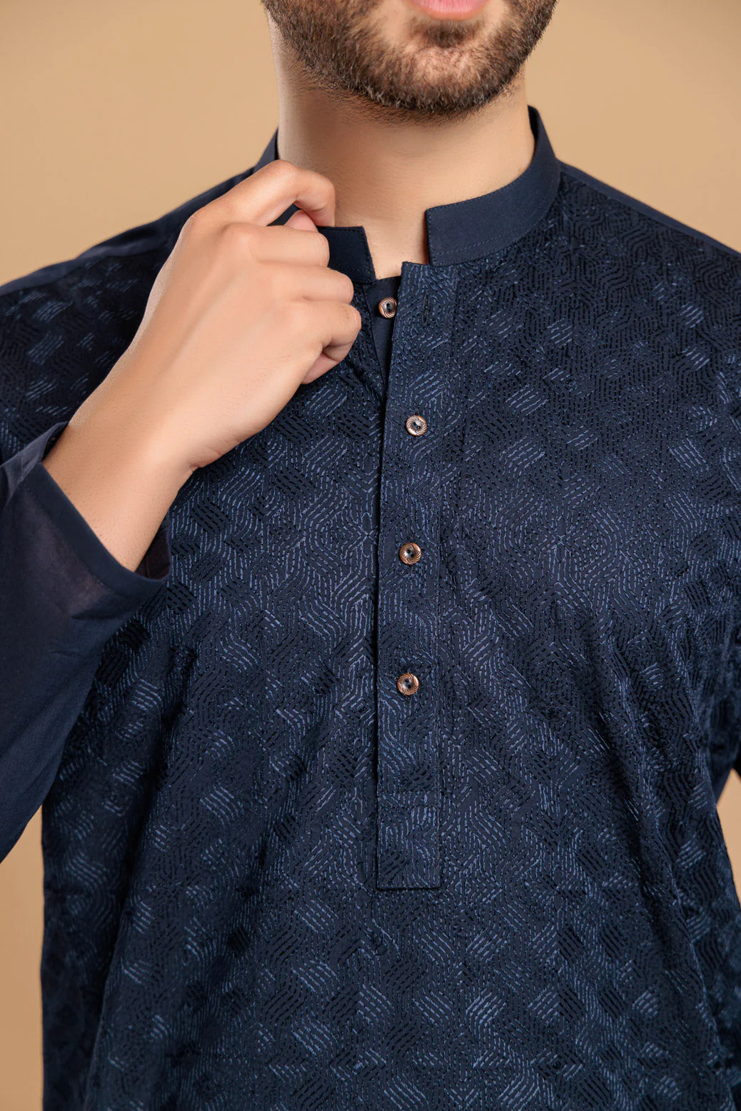 MN-BLUE-COTTON-KURTA PAJAMA TROUSER- (KSS23-036) - Image 3