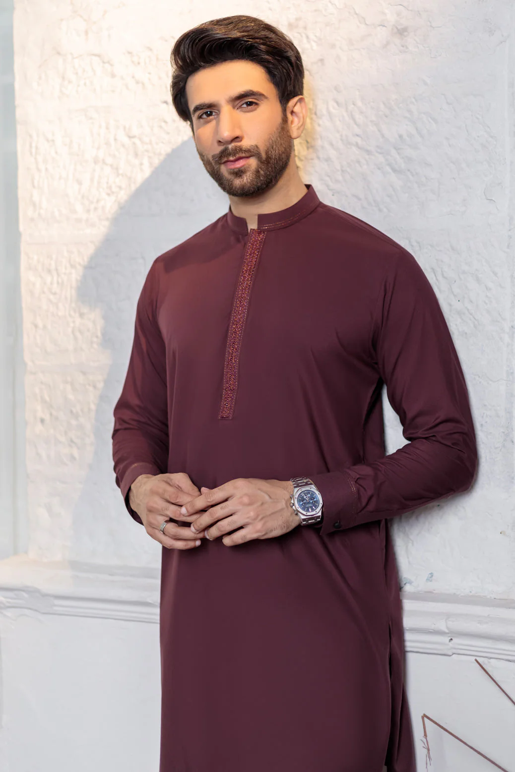 MO-RED-BLENDED-KURTA TROUSER - (KSR24-006) - Image 3