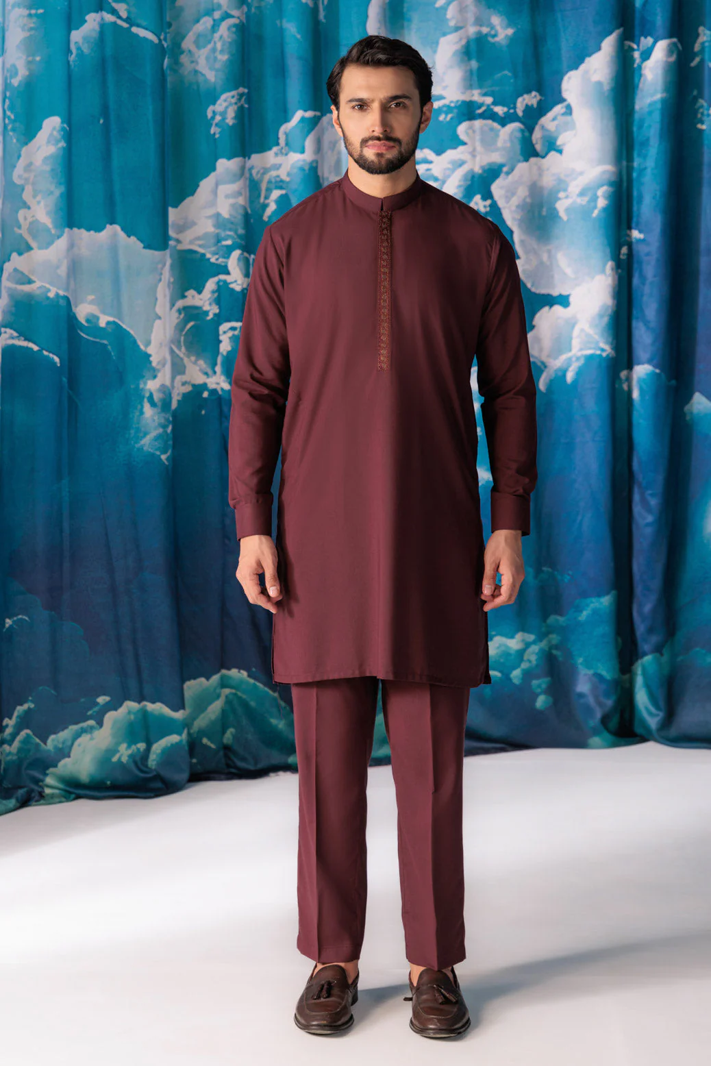 MO-RED-BLENDED-KURTA TROUSER - (KSW24-008) - Image 2