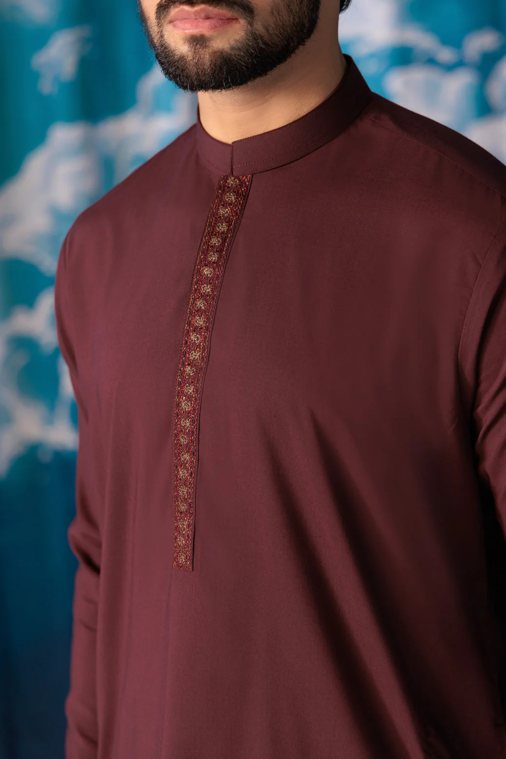 MO-RED-BLENDED-KURTA TROUSER - (KSW24-008) - Image 3