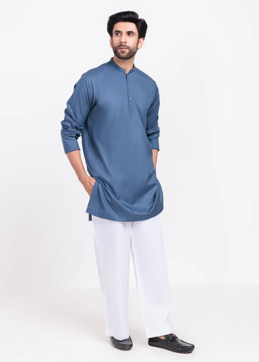 Blue-Blended-Kurta - (MP1PBW25BM10N1) - Image 3