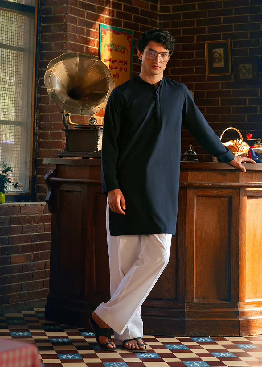Navy-Blended-Kurta - (MP1PBW25BM10N4) - Image 2