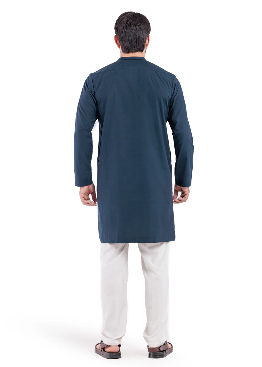 Navy-Blended-Kurta - (MP1PBW25BM10N4) - Image 9