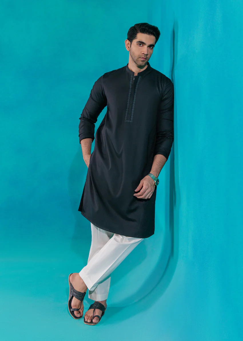 Black-Blended-Kurta - (MP1PBW25BM10N5) - Image 10