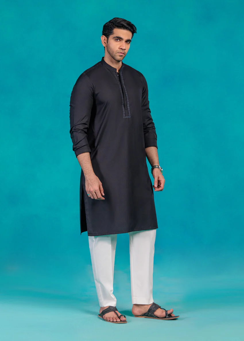 Black-Blended-Kurta - (MP1PBW25BM10N5) - Image 11
