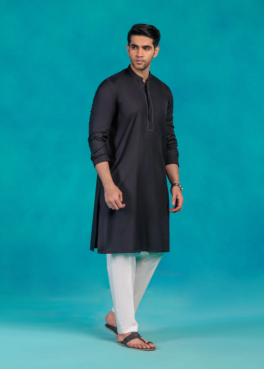 Black-Blended-Kurta - (MP1PBW25BM10N5) - Image 12