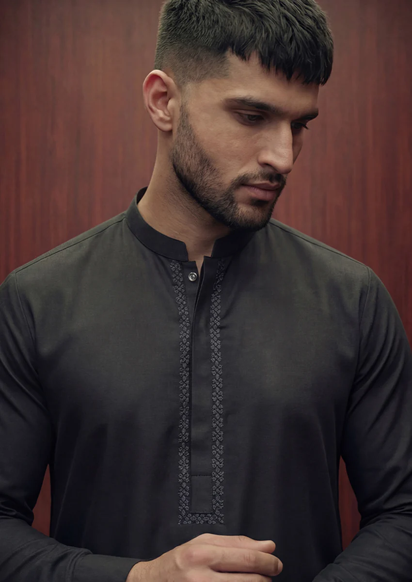 Black-Blended-Kurta - (MP1PBW25BM10N5) - Image 4