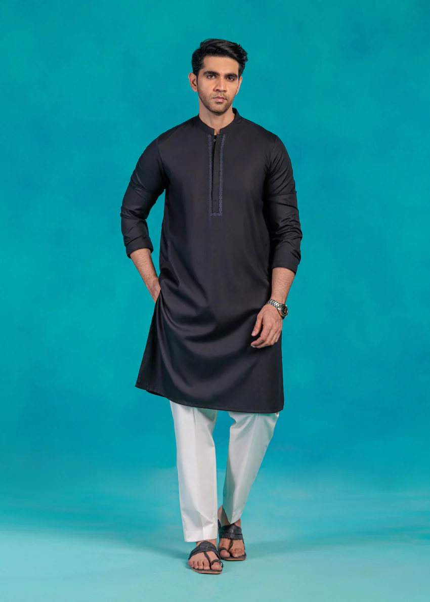 Black-Blended-Kurta - (MP1PBW25BM10N5) - Image 6