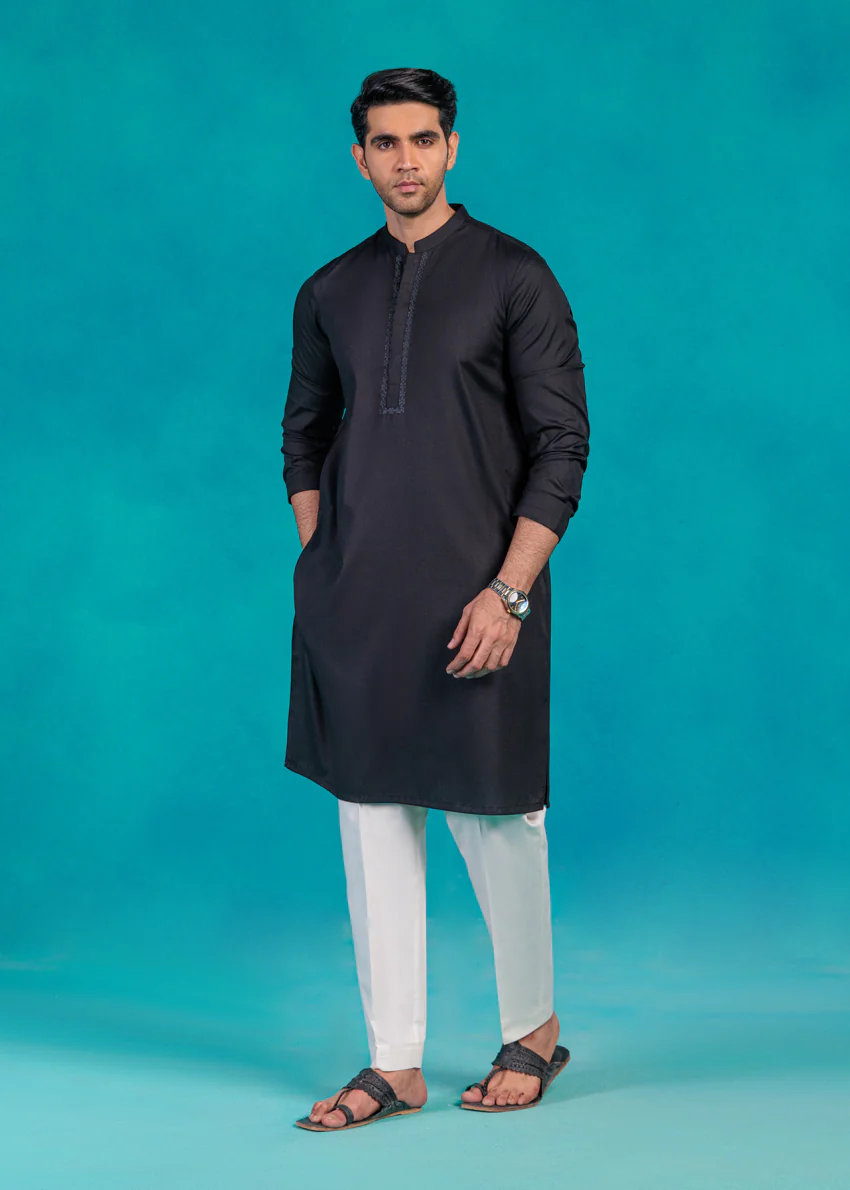 Black-Blended-Kurta - (MP1PBW25BM10N5) - Image 8