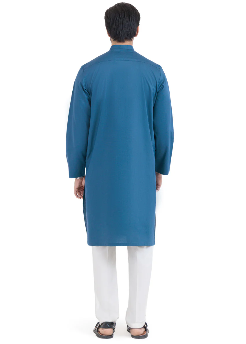 Teal-Yarn Dyed-Kurta - (MP1PBW25BM11D5) - Image 2