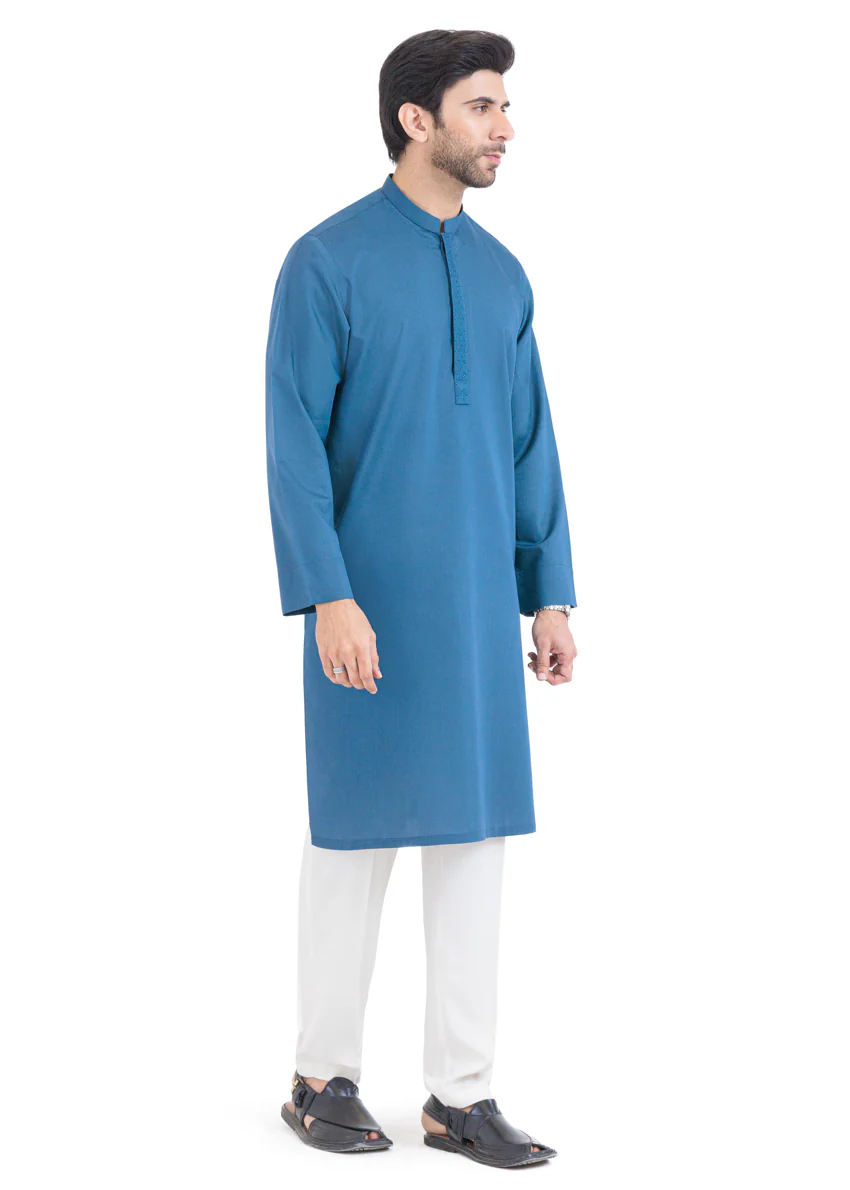 Teal-Yarn Dyed-Kurta - (MP1PBW25BM11D5) - Image 4
