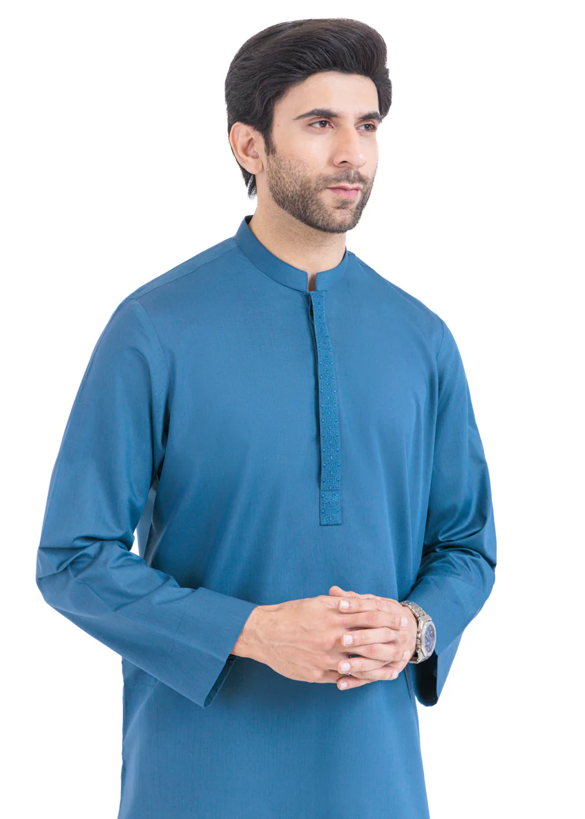 Teal-Yarn Dyed-Kurta - (MP1PBW25BM11D5) - Image 6