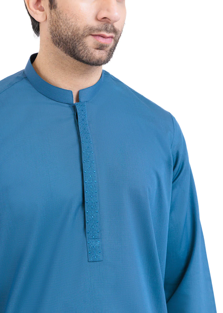 Teal-Yarn Dyed-Kurta - (MP1PBW25BM11D5) - Image 7