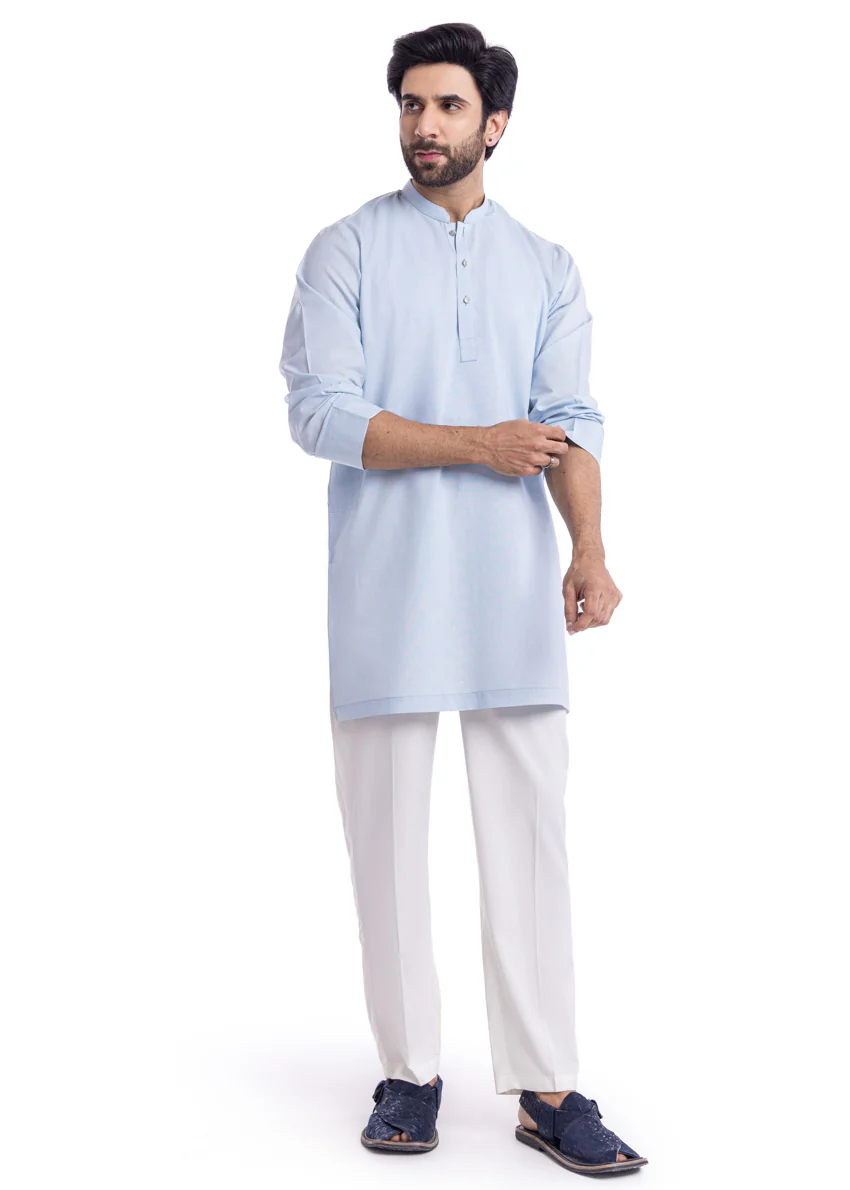 L-Blue-Blended-Kurta - (MP1PBW25BM1J1) - Image 3