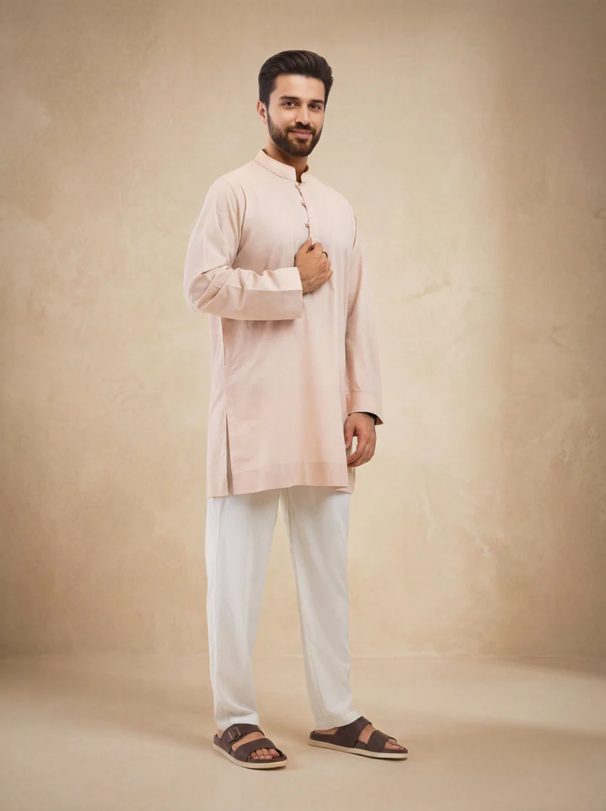 Peach-Blended-Kurta - (MP1PBW25BM1J2) - Image 2