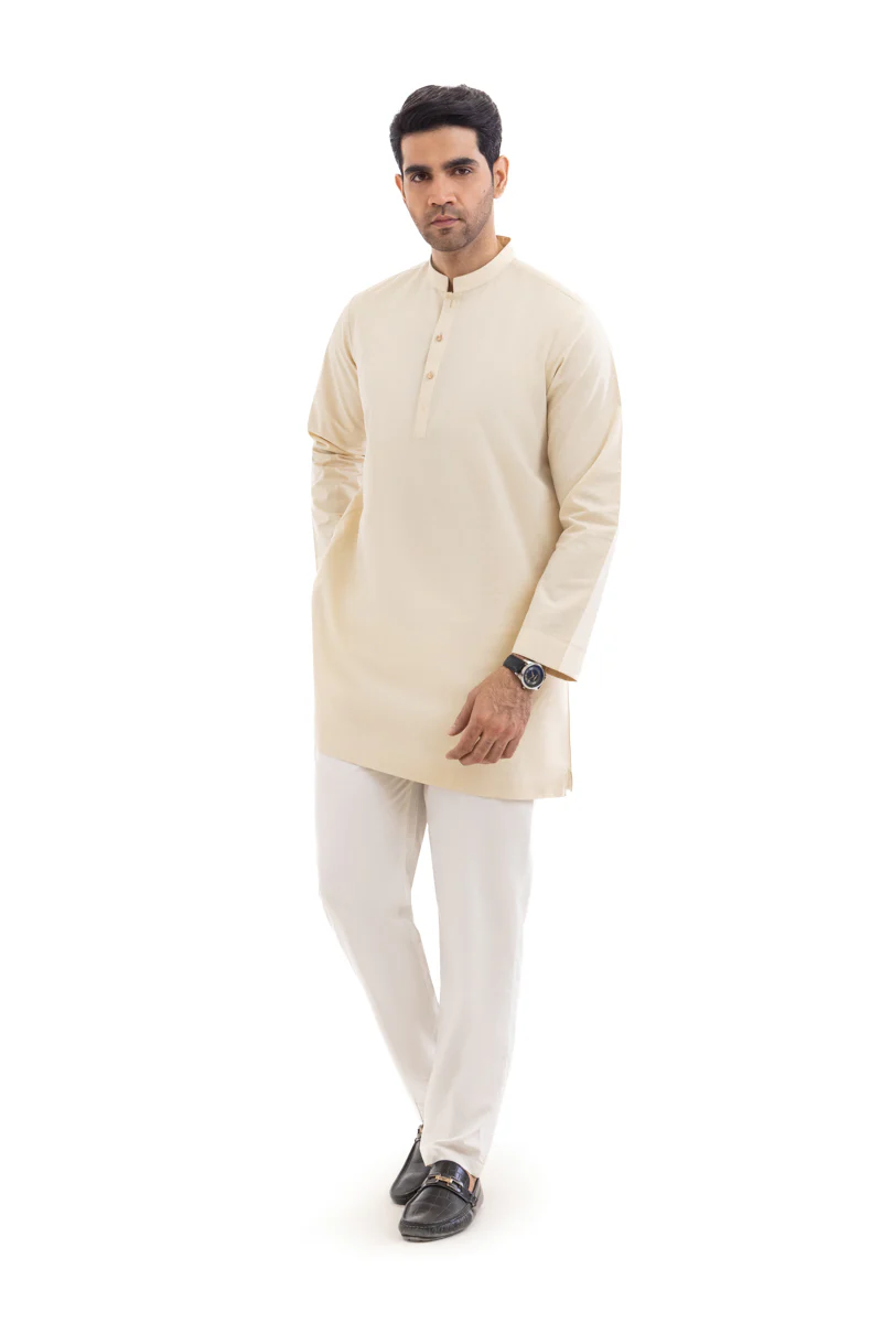 Cream-Blended-Kurta - (MP1PBW25BM1J3) - Image 4