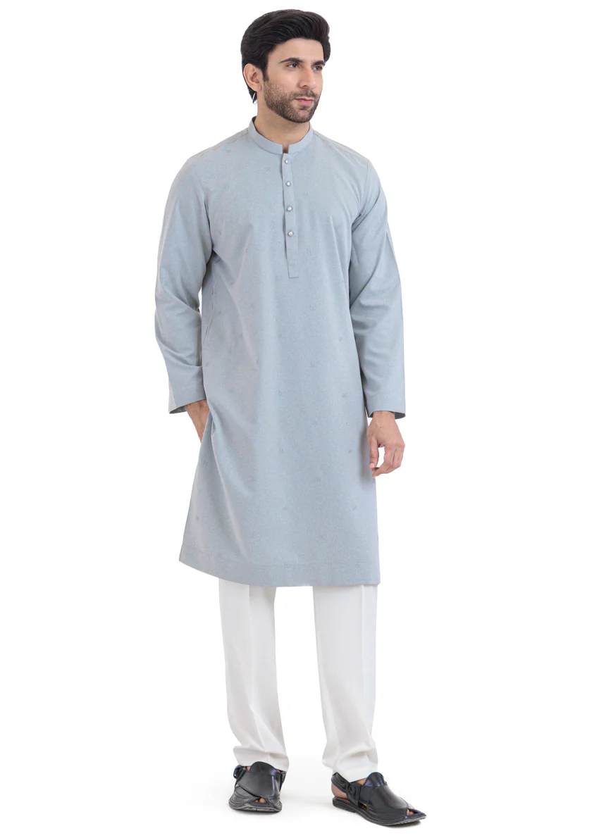 Aqua-Blended-Kurta - (MP1PBW25BM1J4) - Image 3