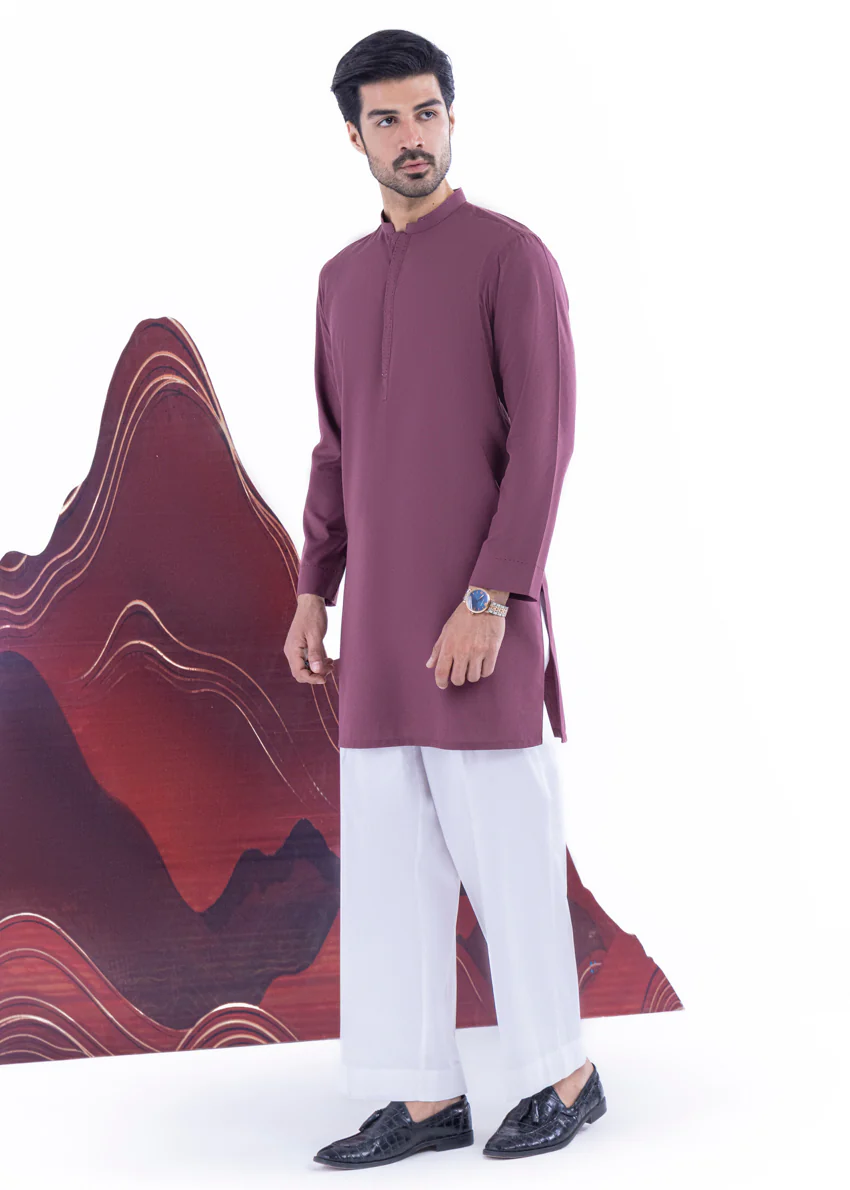 Maroon-Blended-Kurta - (MP1PBW25BM9O3) - Image 3
