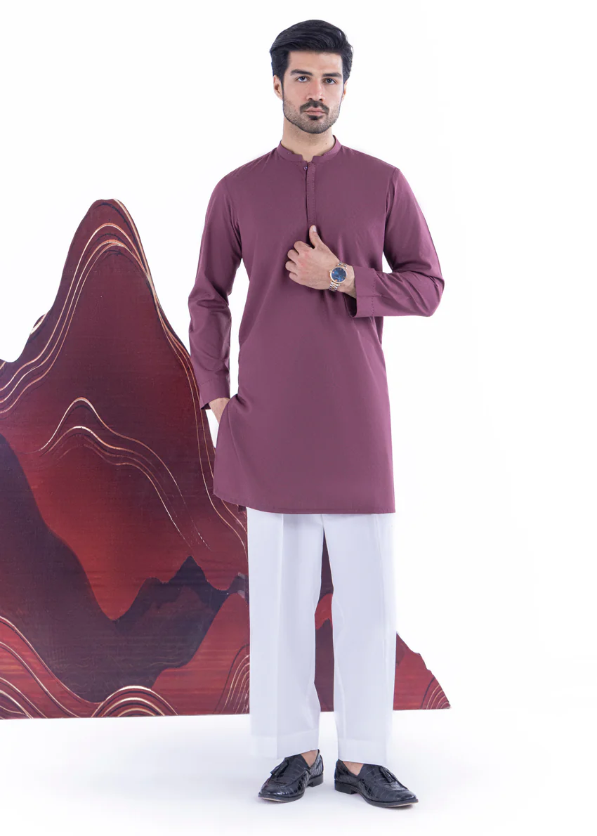 Maroon-Blended-Kurta - (MP1PBW25BM9O3) - Image 4