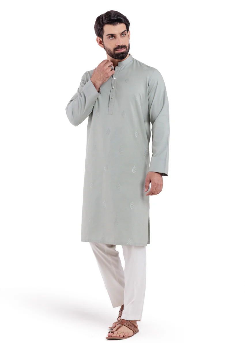 Sage-Blended-Kurta - (MP1PBW25BM9O5) - Image 2