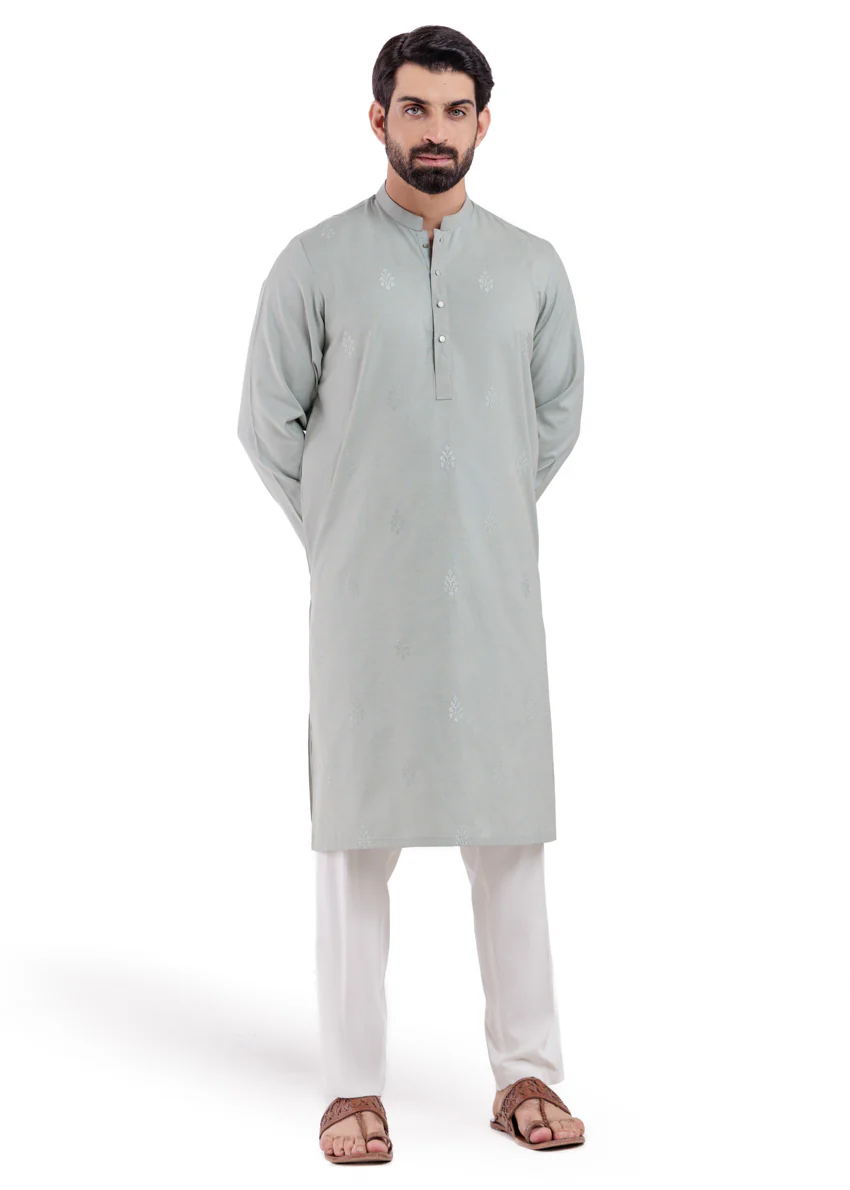 Sage-Blended-Kurta - (MP1PBW25BM9O5) - Image 3