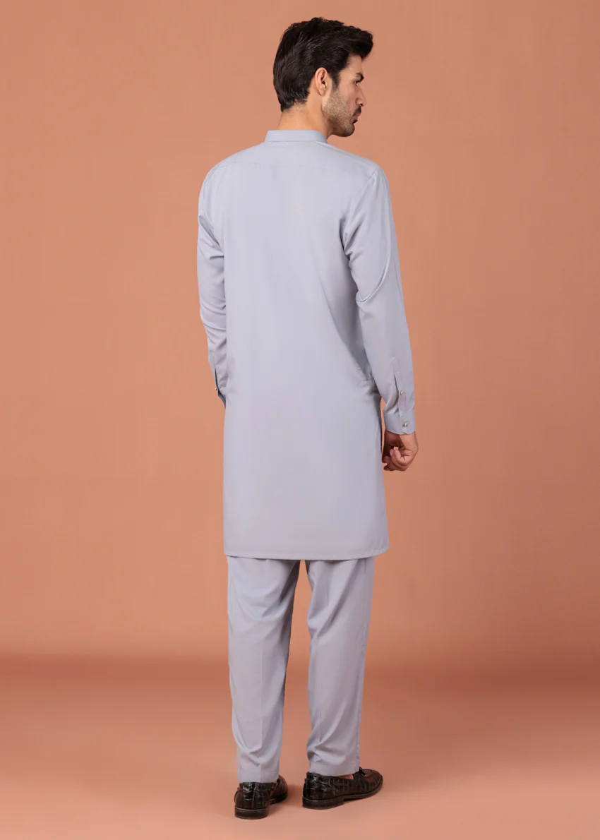 L-Blue-Blended-Kurta Trouser - (MP2PBBW25ADD14) - Image 6