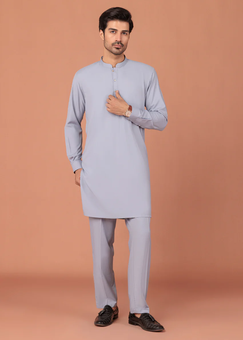 L-Blue-Blended-Kurta Trouser - (MP2PBBW25ADD14) - Image 9