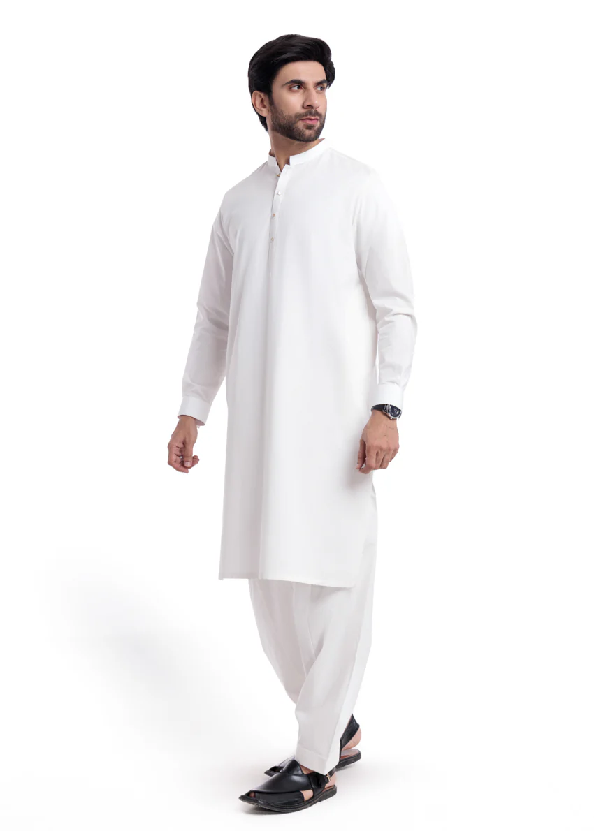 O-White-Cotton-Shalwar Suit - (MP2PBBW25ADD9) - Image 5