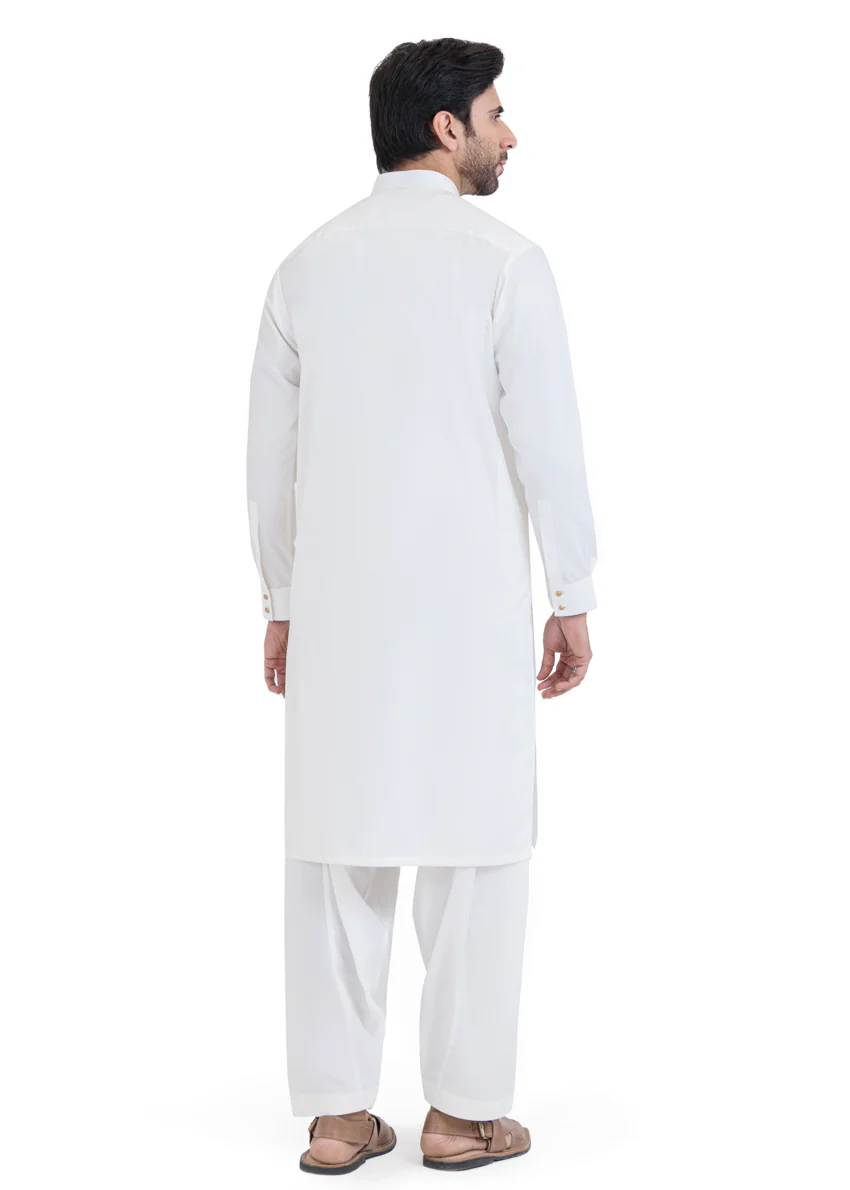 White-Blended-Shalwar Suit - (MP2PBBW25ADN15) - Image 2