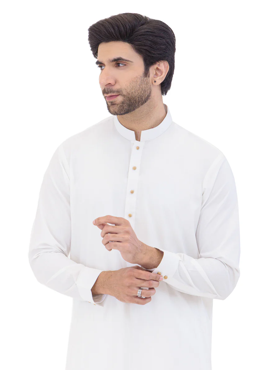 White-Blended-Shalwar Suit - (MP2PBBW25ADN15) - Image 5