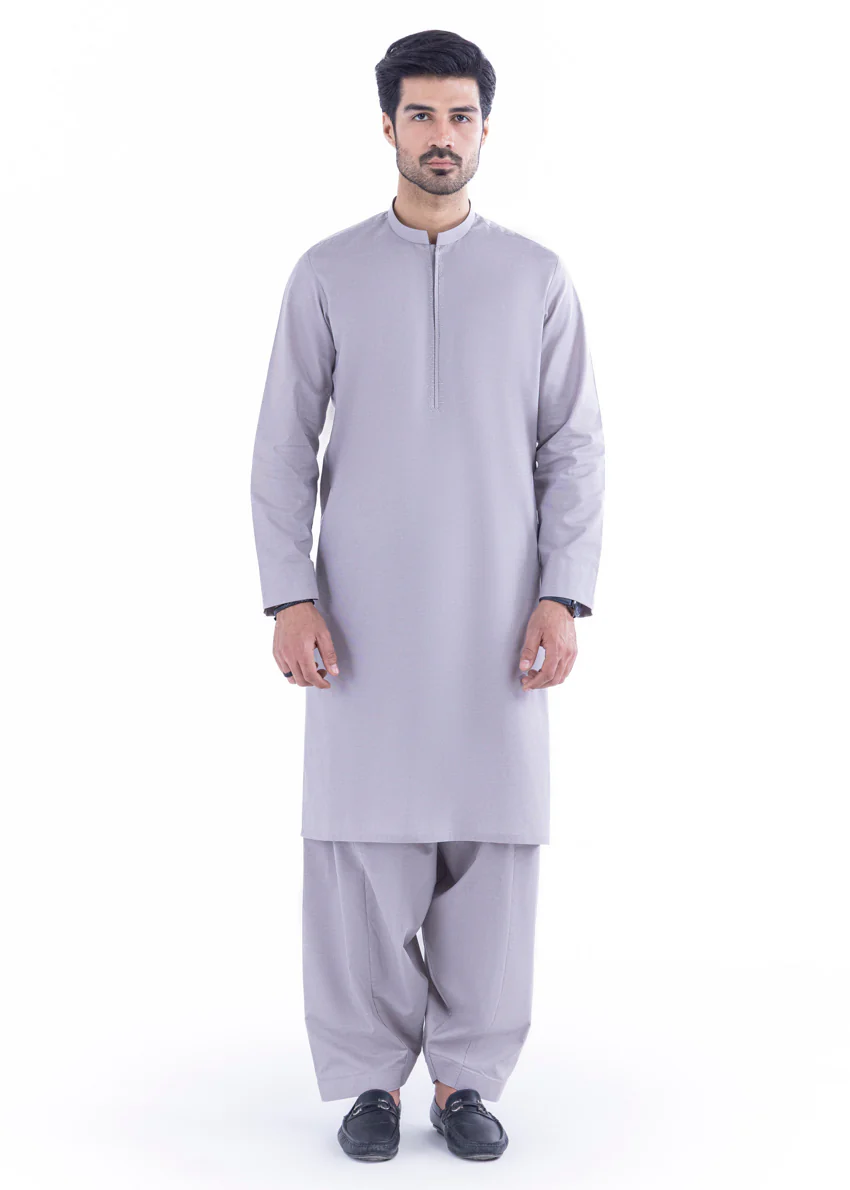 L-Grey-Cotton-Shalwar Suit - (MP2PBBW25BM10N11) - Image 3