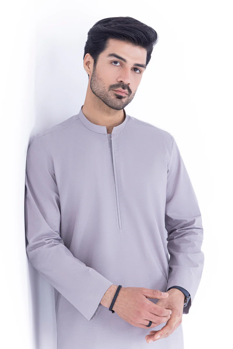 L-Grey-Cotton-Shalwar Suit - (MP2PBBW25BM10N11) - Image 5