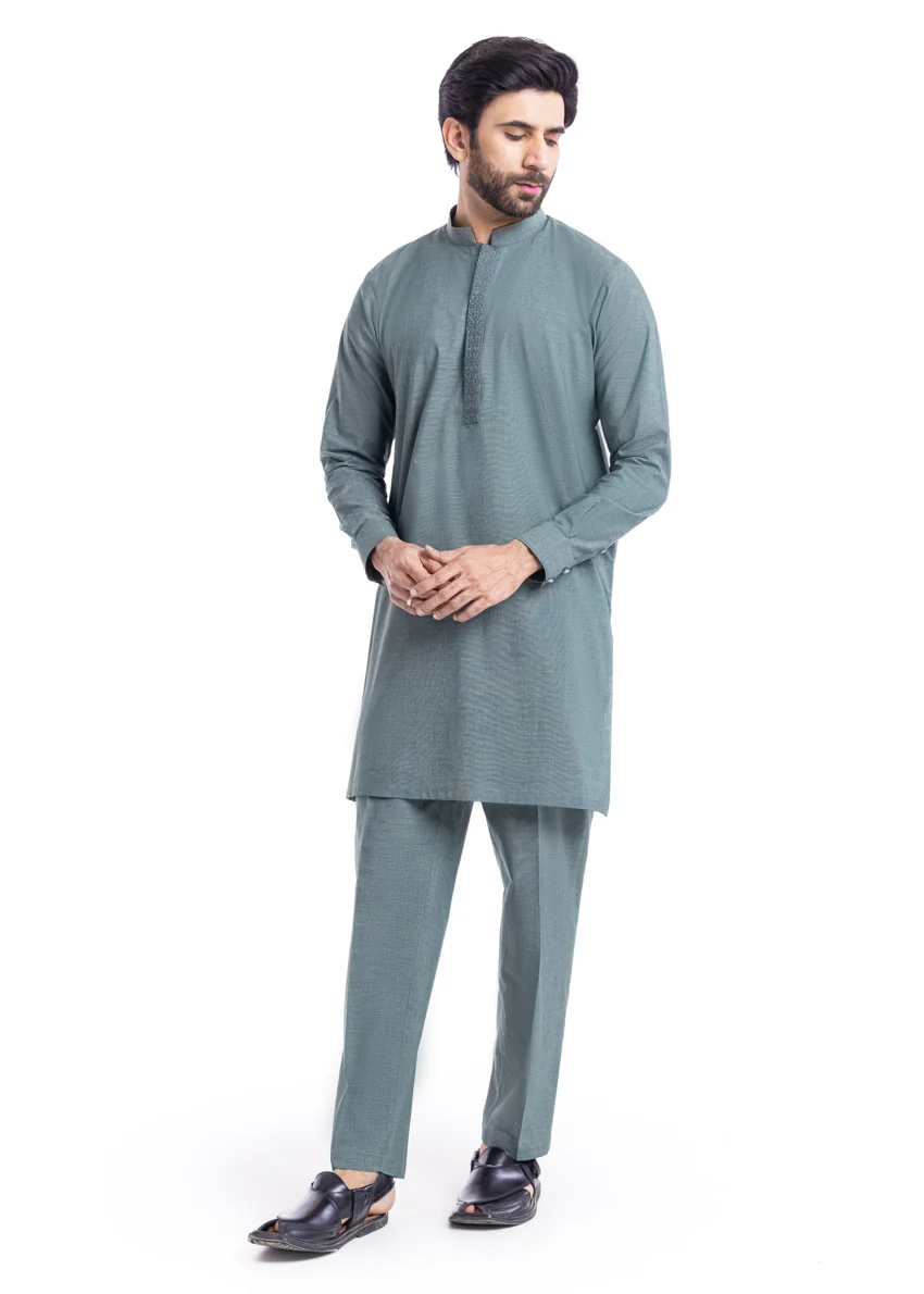 Green-Cotton-Kurta Trouser - (MP2PBBW25BM11D17) - Image 4