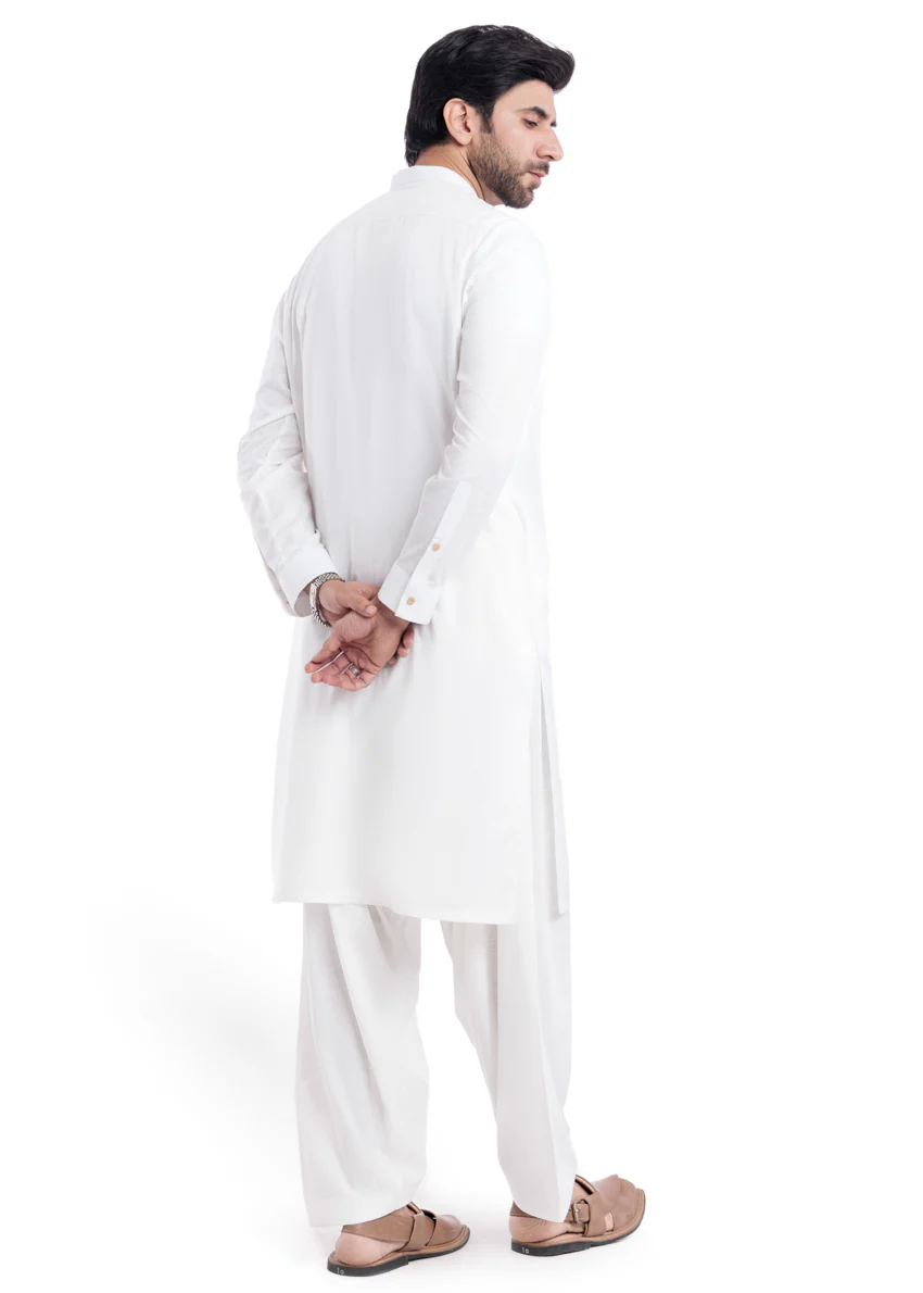 White-Blended-Shalwar Suit - (MP2PBBW25BM1J6) - Image 5